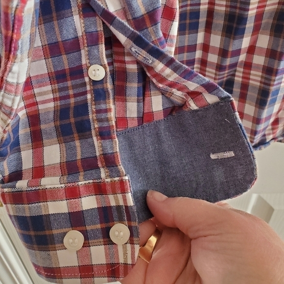 Linea Uomo Stretch plaid button down Mens Large - Picture 4 of 6